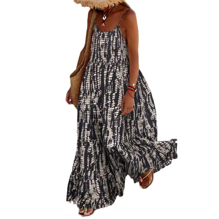 Damen Maxikleid mit leichtem Schnitt und farbenfrohem Druck Drune