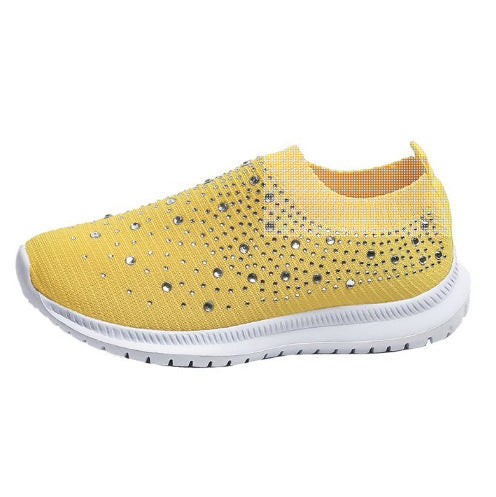 Damen Elastischer Slip-On Strick-Sneaker mit Strassbesatz Drune