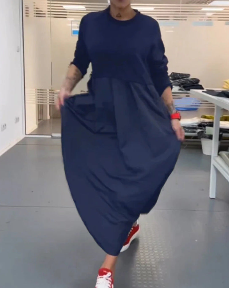 Damen nan Oversize-Maxikleid mit tiefer Passe und seitlichen Eingrifftaschen Drune
