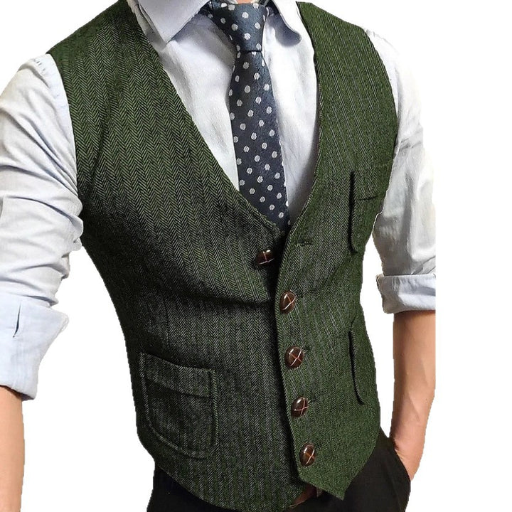 Herren Eleganter Weste aus Herringbone-Stoff Drune