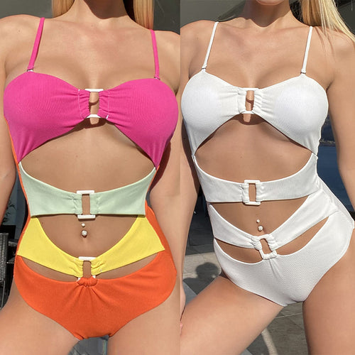 Damen Hoch geschnittener Stil-Badeanzug Drune