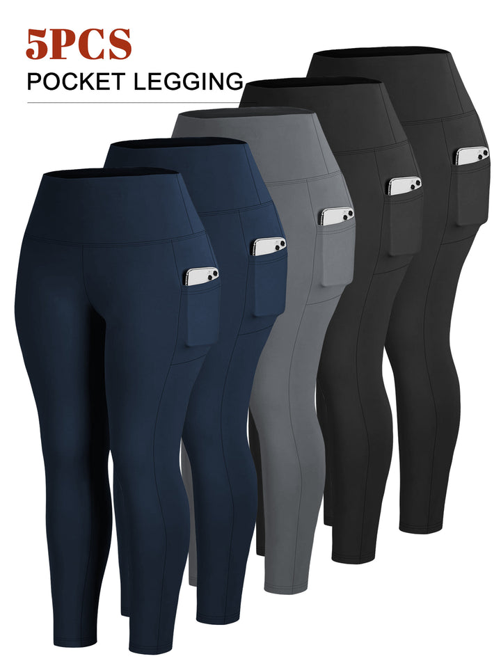 Damen Knöchelhohe Sportleggings mit hohem Bund und seitlicher Smartphone-Tasche Drune
