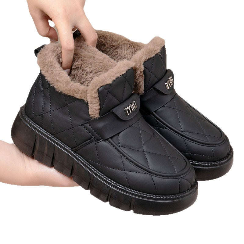 Damen Weiche und gefütterte Winterstiefel mit praktischer Klettverschlussfunktion Drune