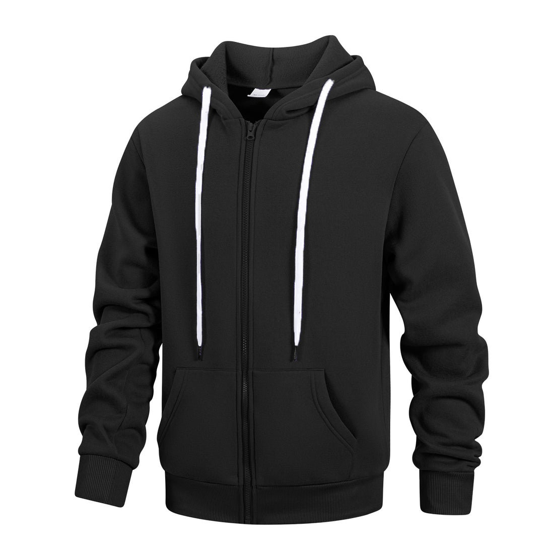 Herren Kapuzen‑Sweatjacke mit durchgehendem Reißverschluss, Kängurutaschen & weichem Futter Drune