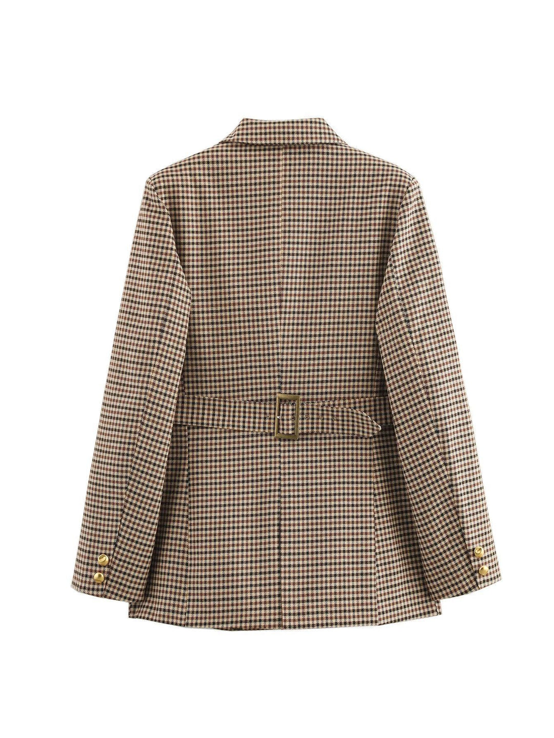 Damen karierten Blazer mit goldenen Knöpfen und praktischen Taschen Drune