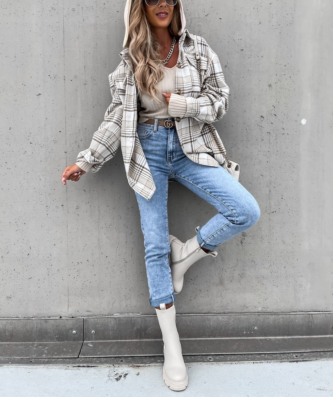 Drune | Street Style Chic karierte Jacke mit Kapuze