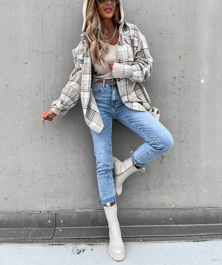 Drune | Street Style Chic karierte Jacke mit Kapuze