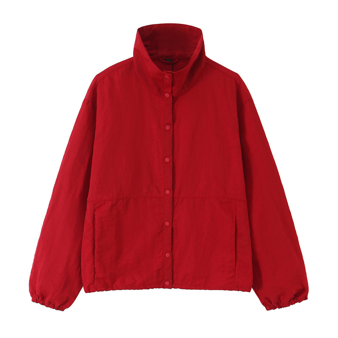 Damen Leichte wattierte Windjacke mit Stehkragen und Polka‑Dot‑Print Drune