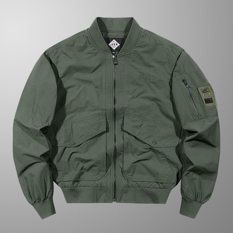 Herren o-Baumwoll-Twill-Arbeitsjacke mit schrägen Handtaschen und geripptem Saum Drune