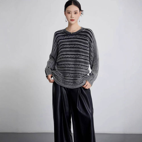 Damen Grobstrickpullover mit modischem Zopfmuster und lässigem Schnitt Drune