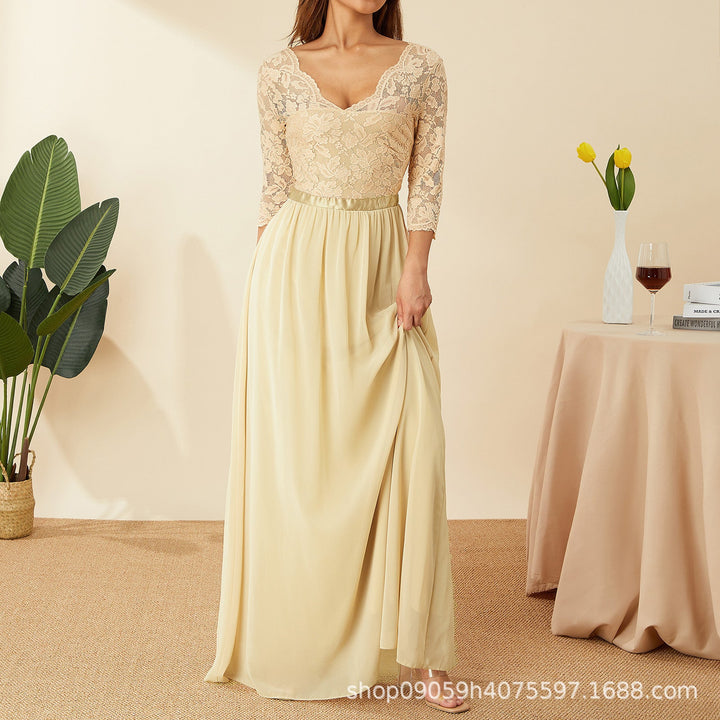 Damen elegantes Spitzenkleid Drune