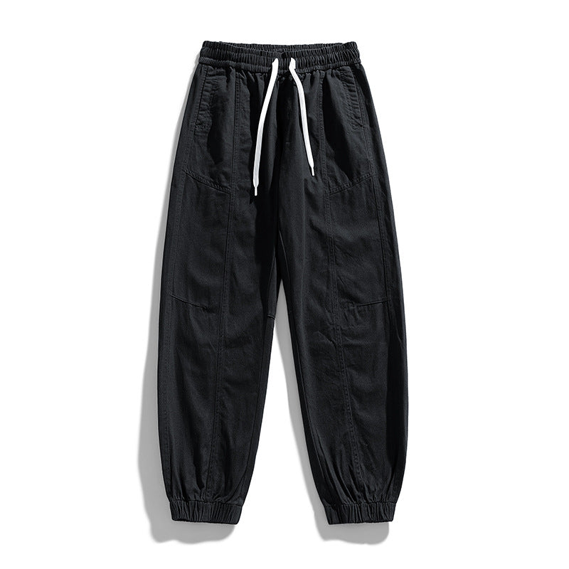 Herren Oversized Utility-Jogginghose aus robustem Baumwollmix mit Kordelbund, seitlichen Cargo‑Taschen & gerippten Bündchen Drune