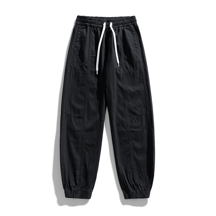 Herren Oversized Utility-Jogginghose aus robustem Baumwollmix mit Kordelbund, seitlichen Cargo‑Taschen & gerippten Bündchen Drune