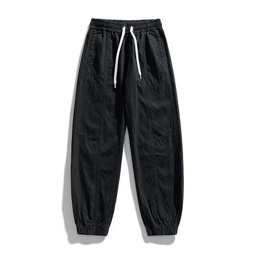 Herren Oversized Utility-Jogginghose aus robustem Baumwollmix mit Kordelbund, seitlichen Cargo‑Taschen & gerippten Bündchen Drune