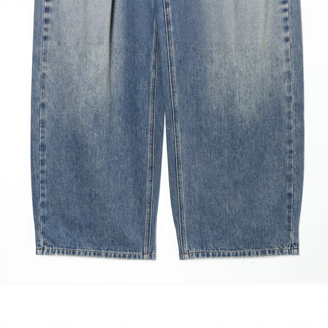 Damen Weite Ripped Denim‑Jeans mit Knie‑Löchern und hoher Leibhöhe Drune
