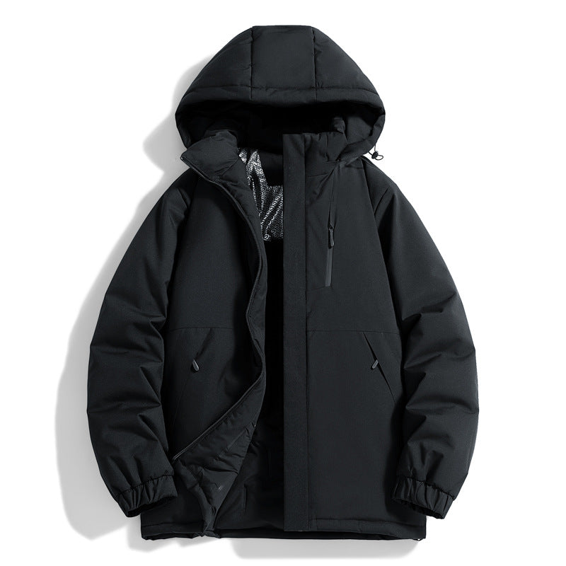 Herren Technischer Steppparka mit Kapuze, Thermo-Isolierung und Brust-Reißverschlusstasche Drune