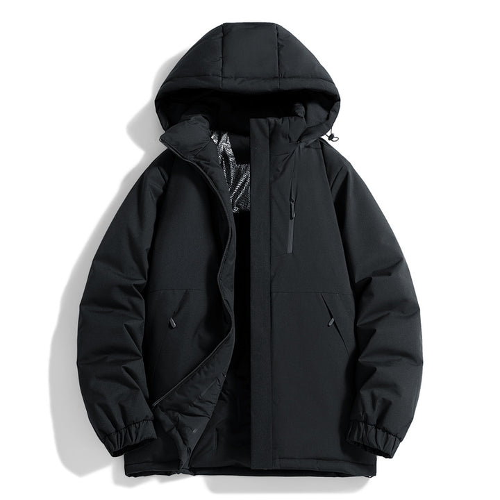 Herren Technischer Steppparka mit Kapuze, Thermo-Isolierung und Brust-Reißverschlusstasche Drune