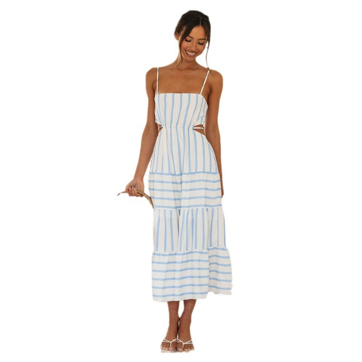 Damen Maxikleid mit gestreiftem Design und Cut-Out-Elementen Drune