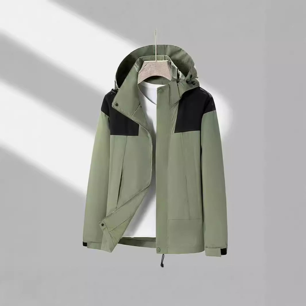 Herren leichte Softshelljacke mit kontrast-Schulterpaneel, verstellbarer Kapuze und Klettmanschetten Drune