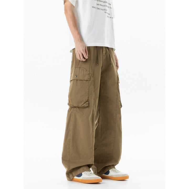 Herren weite Cargo-Hose im Baggy‑Schnitt mit Utility‑Taschen und Kordelbund Drune