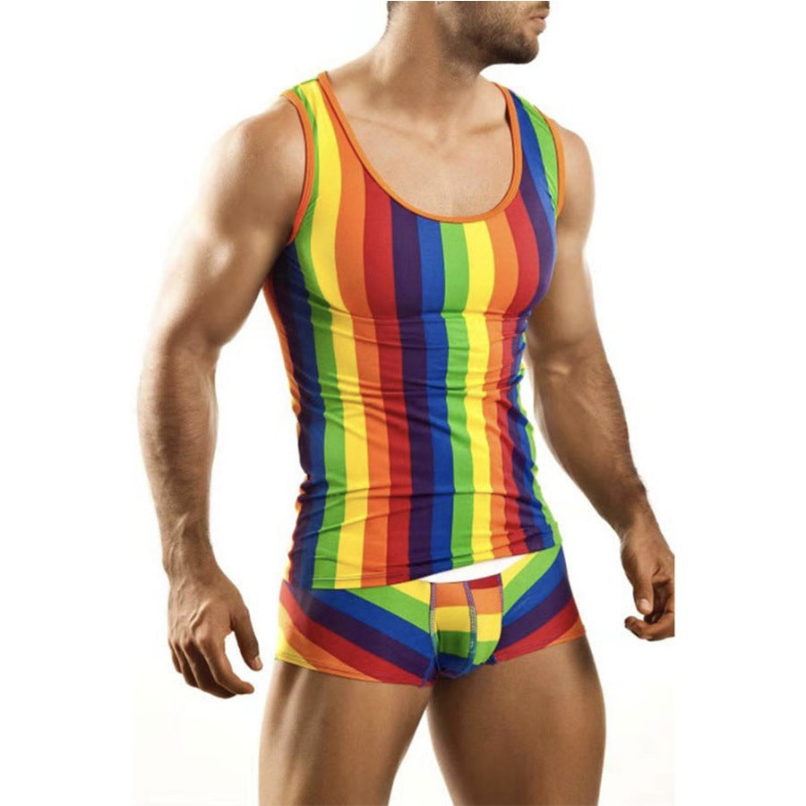 Herren nan figurbetontes Rundhals-Tanktop aus Stretchjersey mit körpernaher Passform Drune