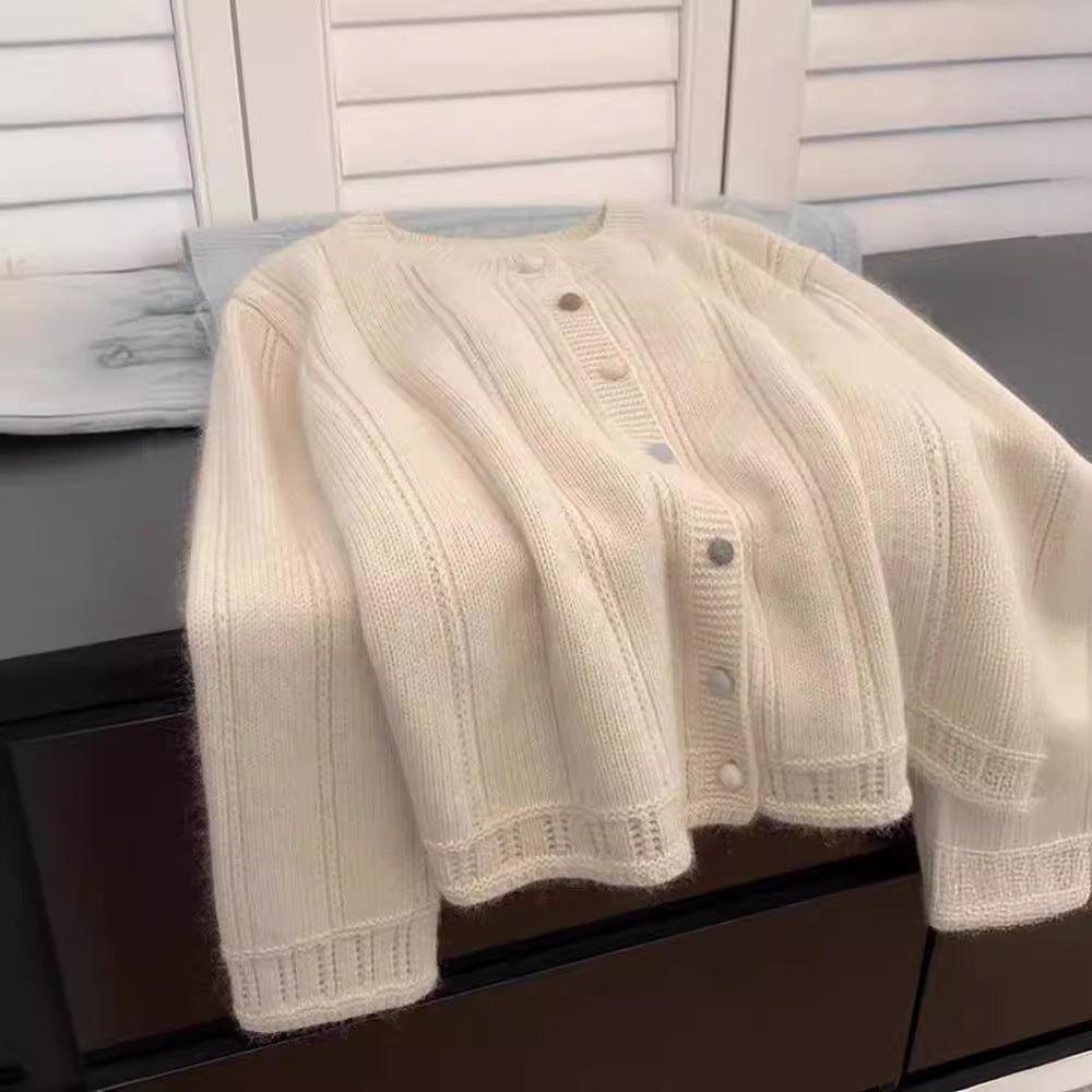 Damen Grobstrick-Cardigan mit geschmackvollem Knopfverschluss und weiten Ärmeln Drune