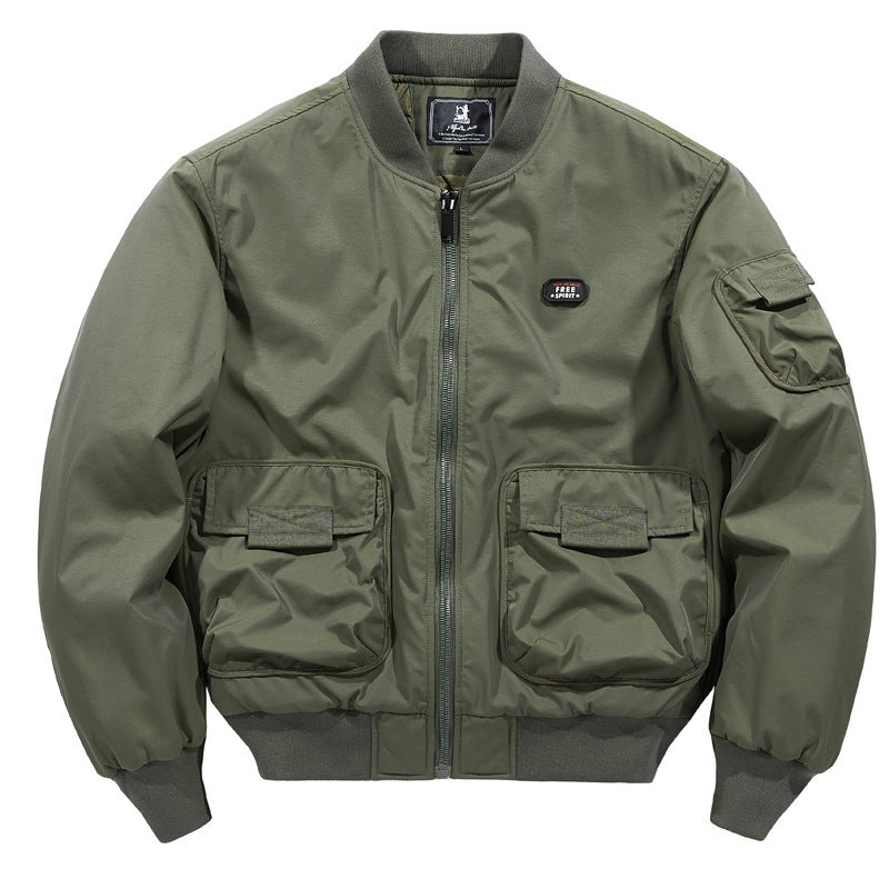 Herren leichte Aviator-Bomberjacke mit großen Cargo‑Taschen und Ärmel‑Utilityfach Drune