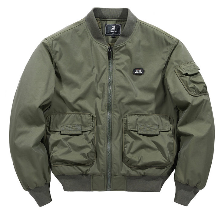 Herren leichte Aviator-Bomberjacke mit großen Cargo‑Taschen und Ärmel‑Utilityfach Drune