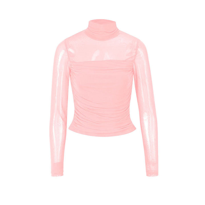 Damen Langarmshirt mit eleganter Raffung und transparentem Design Drune