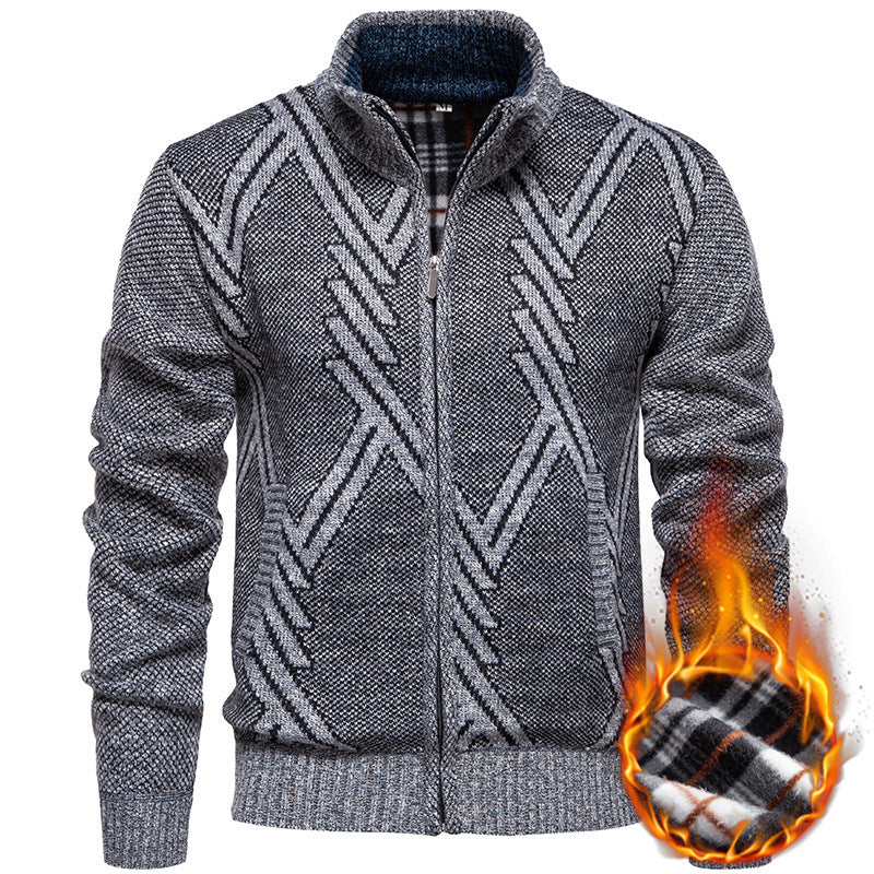 Herren Strickjacke mit strukturiertem Zopfmuster und praktischen Taschen Drune