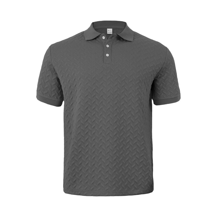 Herren nan feingewobenes Polohemd mit Chevron-Reliefstruktur und kurzer Knopfleiste Drune