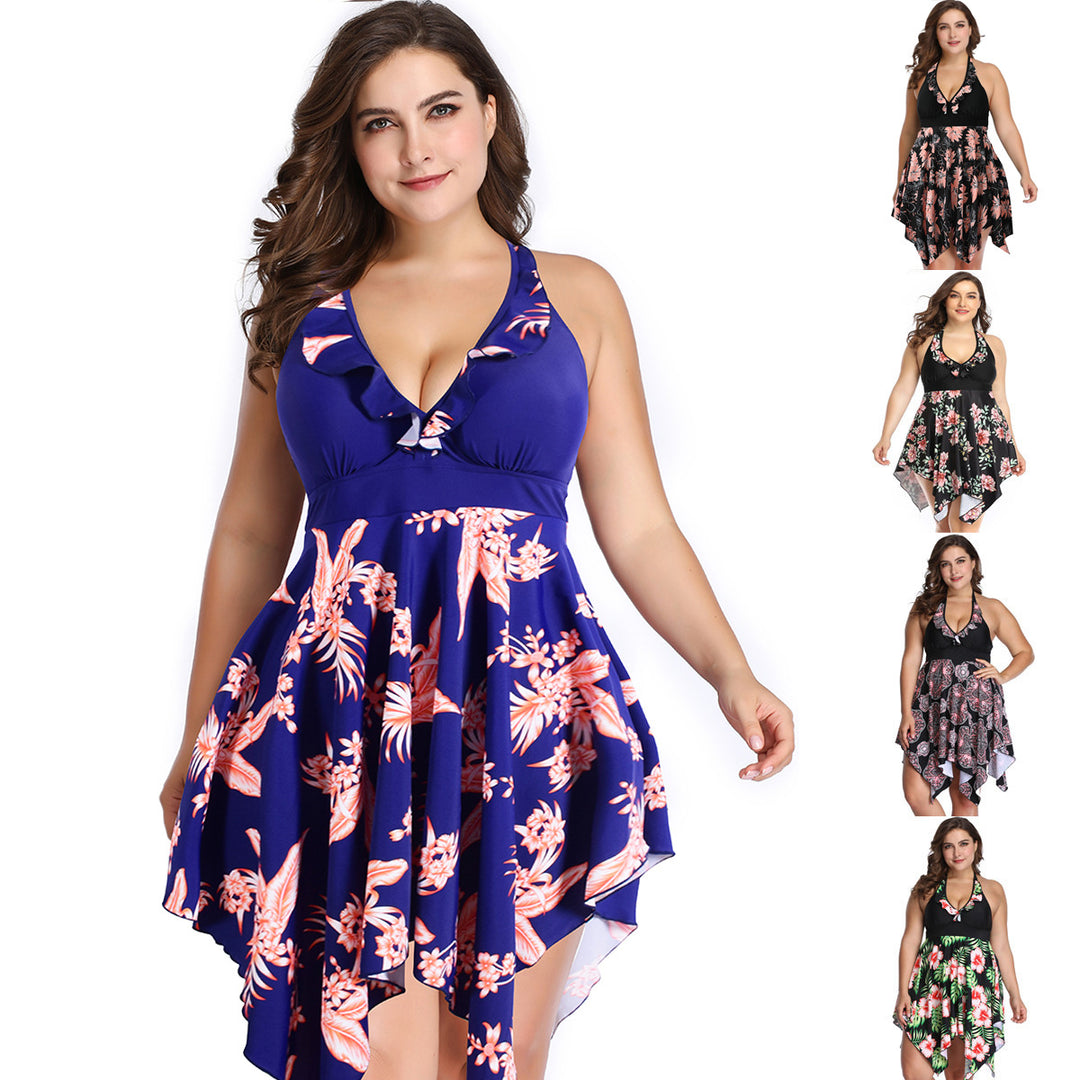 Damen Strandkleid mit floralem / luftigen Überwurf Drune