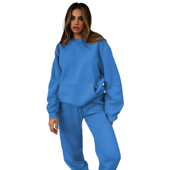 Damen nan lässiges Oversize-Kapuzenloungewear-Set mit fleecegefüttertem Hoodie und hochgeschnittener Jogginghose Drune