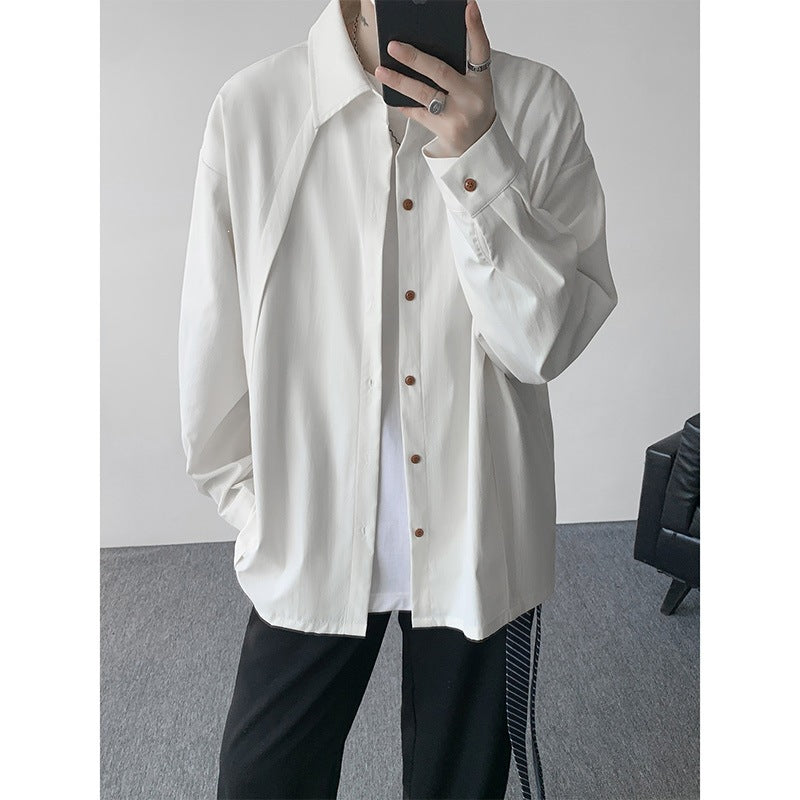 Herren Oversize-Hemdjacke aus leichtem Baumwollmix mit geradem Schnitt & Knopfleiste Drune
