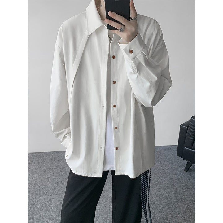 Herren Oversize-Hemdjacke aus leichtem Baumwollmix mit geradem Schnitt & Knopfleiste Drune
