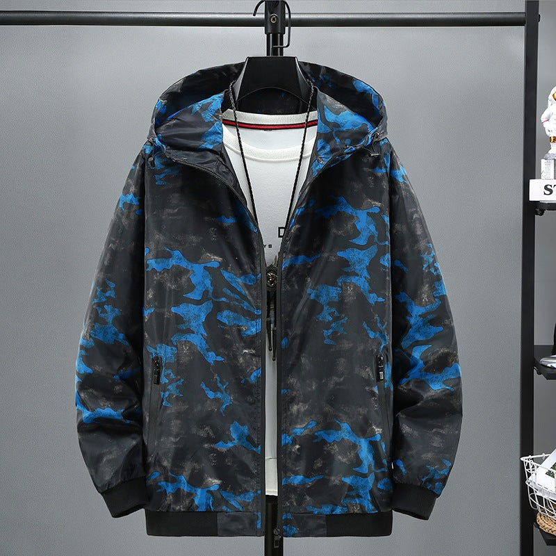 Herren Modische Kapuzenjacke mit Camouflage-Muster Drune