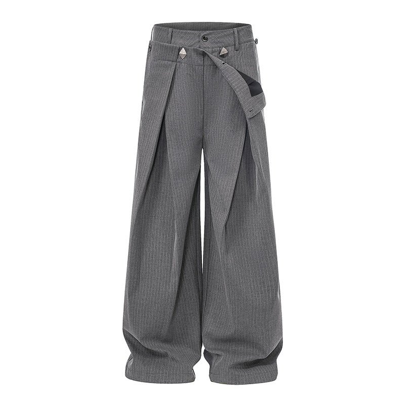 Damen Weite High-Waist Culotte-Hose mit markanter Faltenlegung und Zierknopf-Details Drune