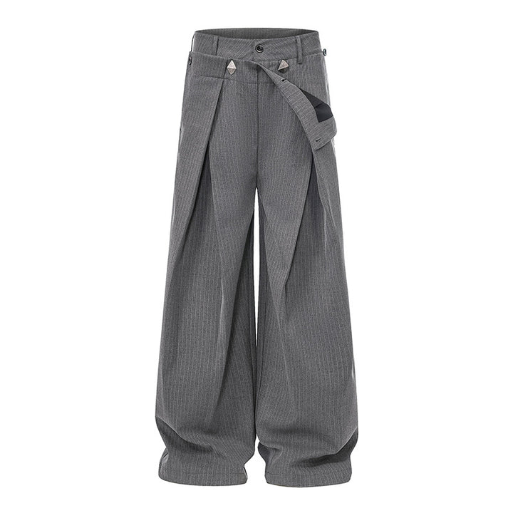 Damen Weite High-Waist Culotte-Hose mit markanter Faltenlegung und Zierknopf-Details Drune