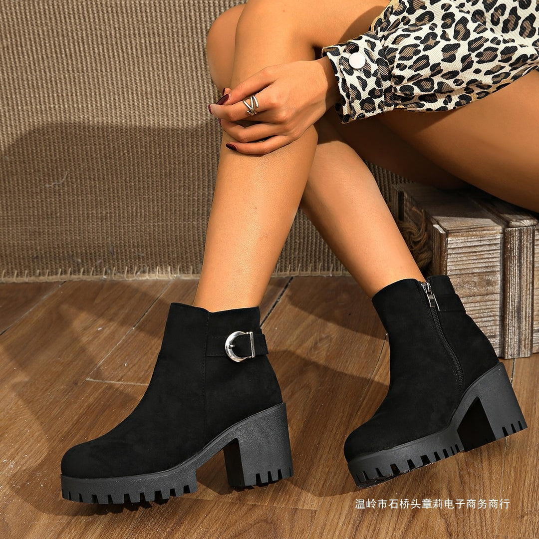 Damen Modische Kick-High Stiefeletten Drune