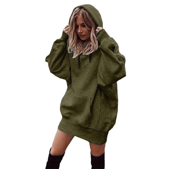 Damen Hoodie Kleid im lässigen Oversize-Stil mit Kängurutasche Drune