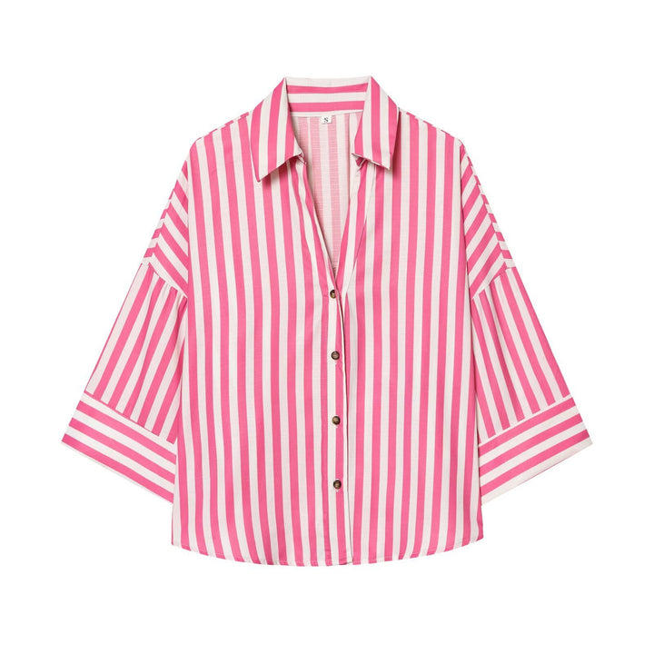 Damen Hemdblusenshirt mit lässigem Schnitt und eleganten 3/4-Ärmeln Drune