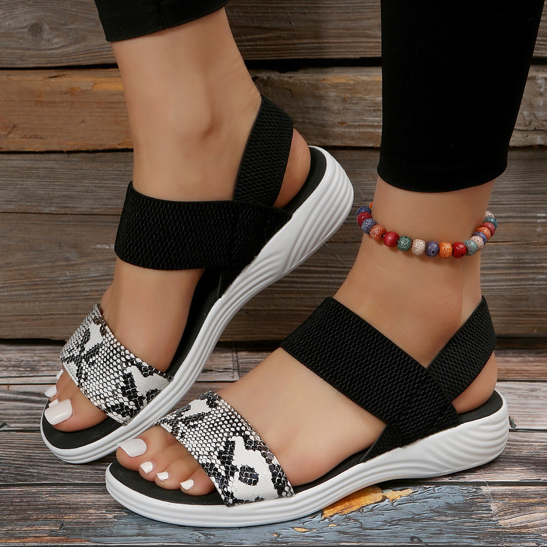 Damen Strick‑Sandalen mit elastischen Riemen und dämpfender Plateau‑Sohle Drune