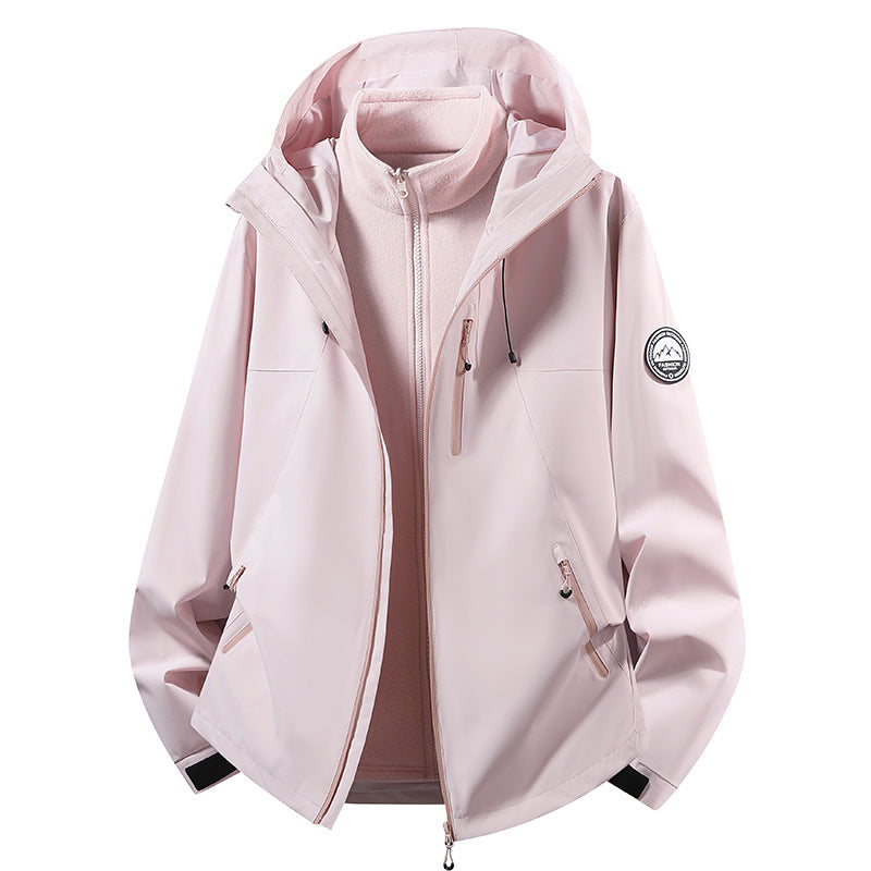 Damen sportive Regenjacke mit herausnehmbarem Fleece-Innenlayer und verstellbarer Kapuze Drune