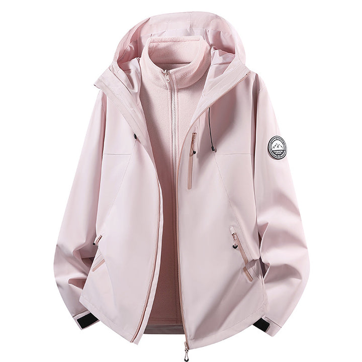 Damen sportive Regenjacke mit herausnehmbarem Fleece-Innenlayer und verstellbarer Kapuze Drune