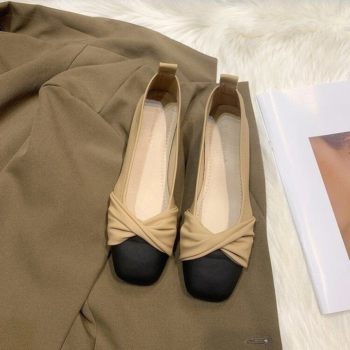 Damen Ballerinas mit modernem Knotendesign und kontrastierender Sohle Drune