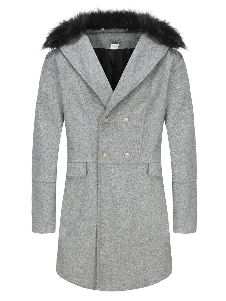 Herren elegante Wolljacke mit kunstfellkragen Drune