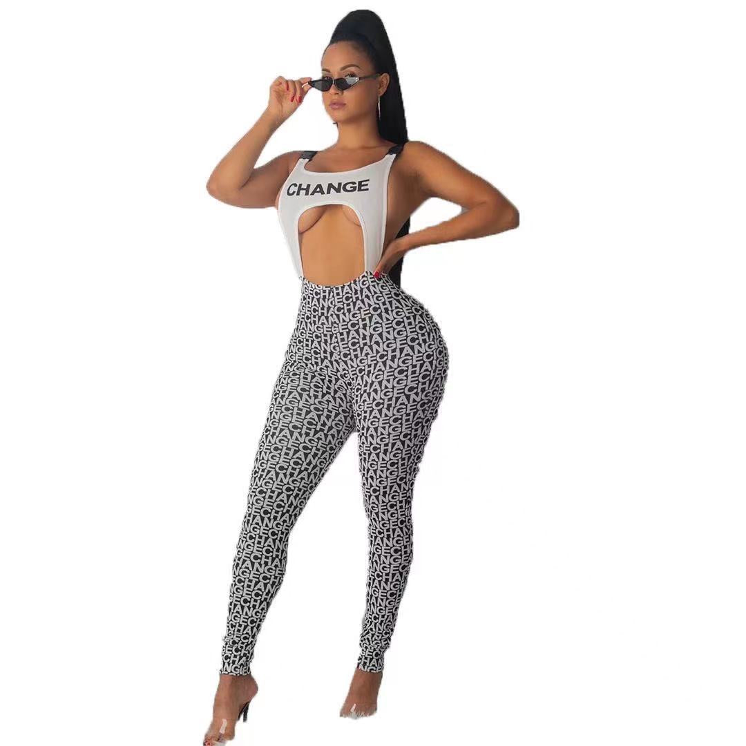 Damen körperbetontes Sport-Outfit mit modischem Print Drune