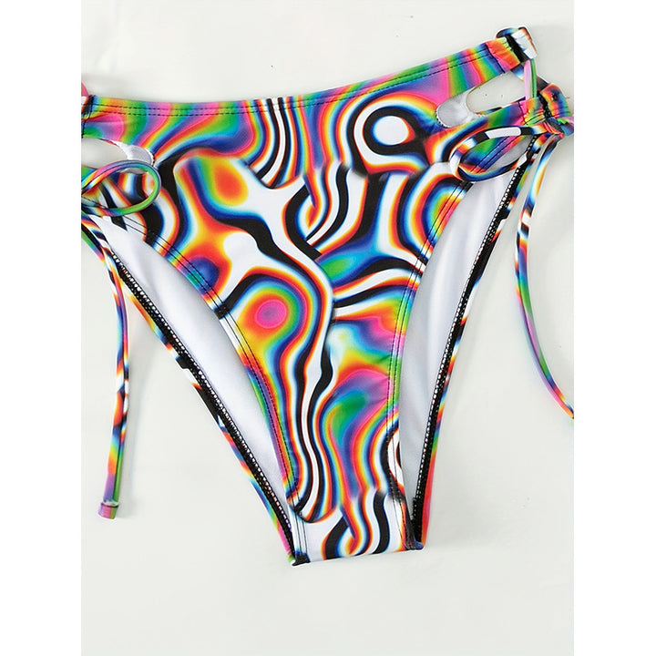 Damen Buntes Schwimmbikini-Set mit transparentem Oberteil Drune