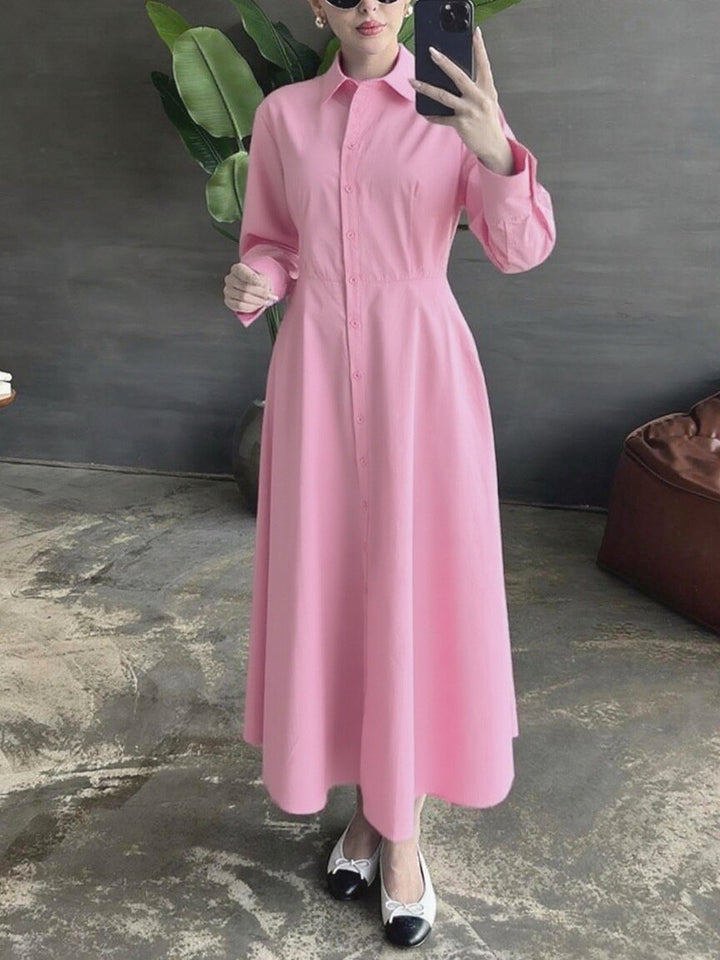 Damen Hemdkleid mit eleganter Knopfleiste und taillierter Figur Drune
