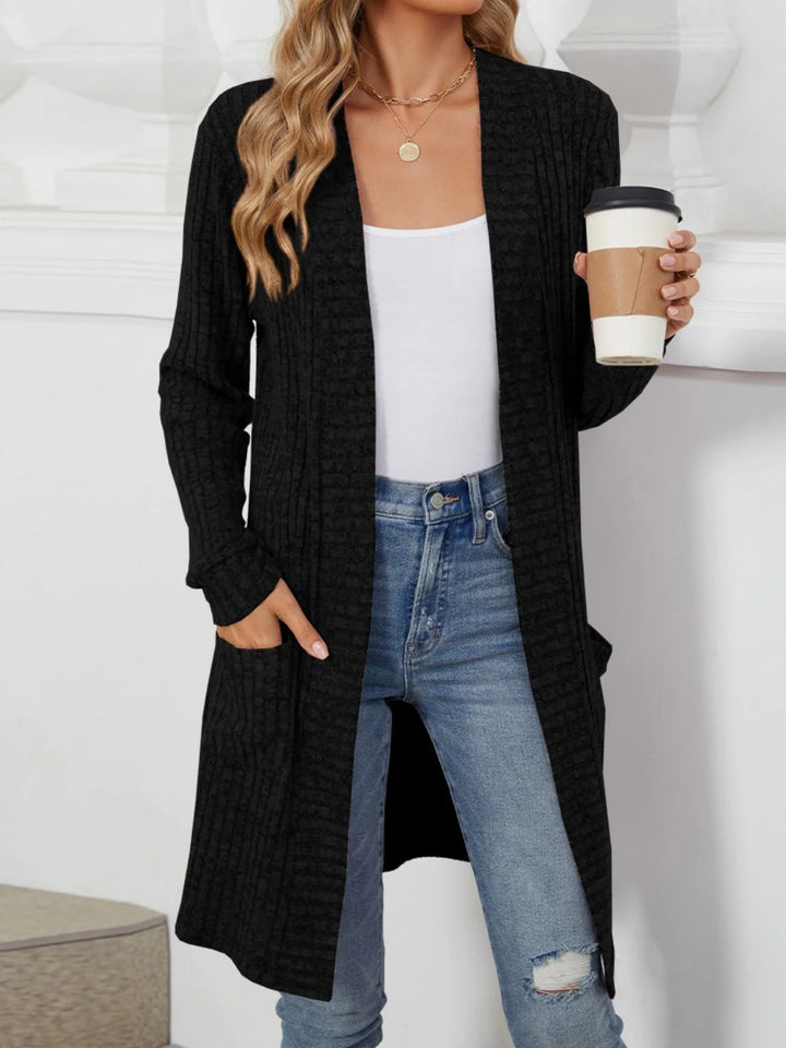 Damen Longcardigan aus geripptem Chenille mit aufgesetzten Taschen Drune